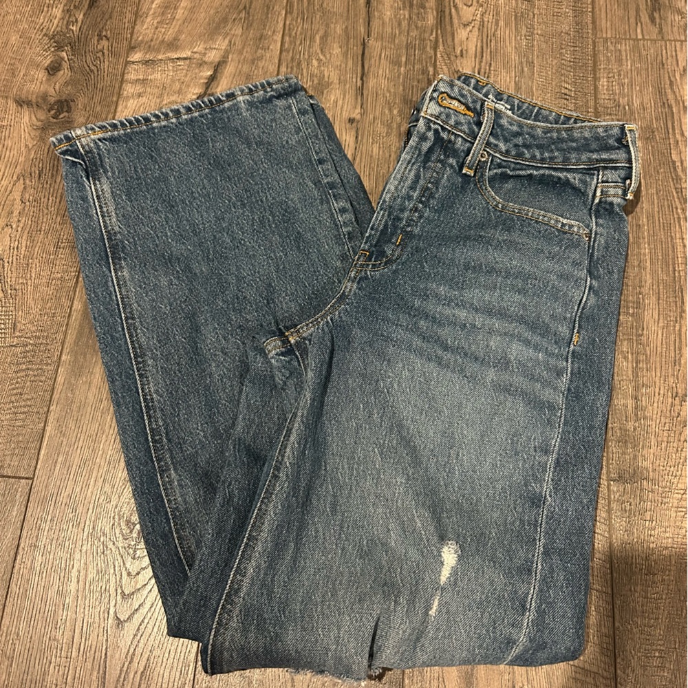 Old Navy ripped, blue jeans, sky high wide leg